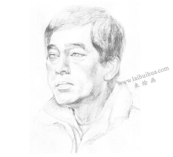 《男子頭像》素描畫(huà)法步驟圖示03