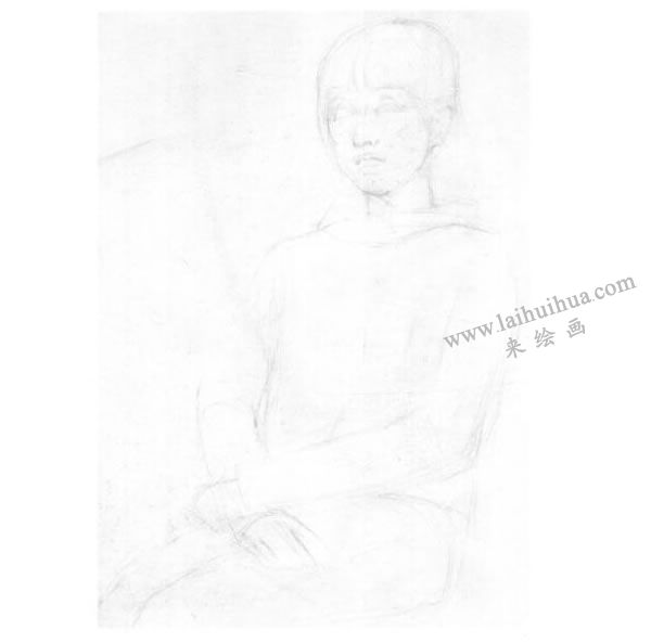 《女大學(xué)生》（半身像）素描畫法步驟01