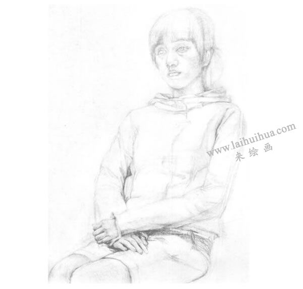 《女大學(xué)生》（半身像）素描畫法步驟03
