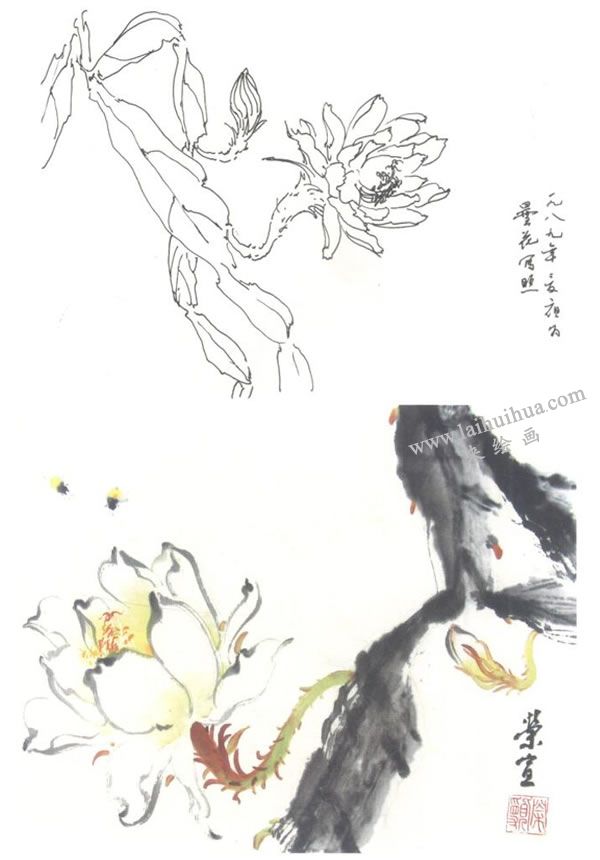 曇花寫意畫法