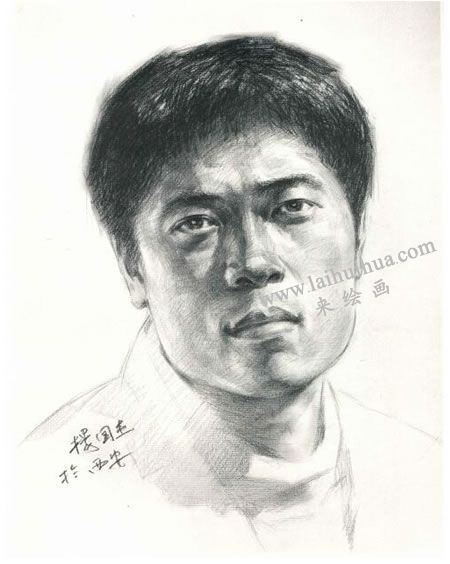 楊國(guó)杰中年男子人物素描畫(huà)法步驟圖示05