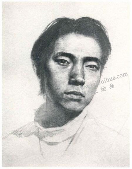 楊國(guó)杰青年男子正面肖像素描畫(huà)法步驟圖示04