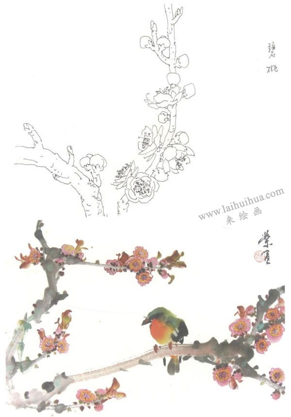 碧桃寫(xiě)意畫(huà)法
