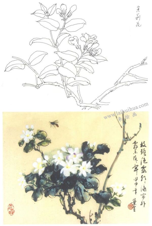 茉莉花寫(xiě)意畫(huà)法