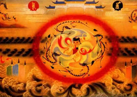 張仃《哪吒鬧海》裝飾畫