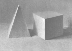 四棱錐體、正方體組合結(jié)構(gòu)作畫步驟