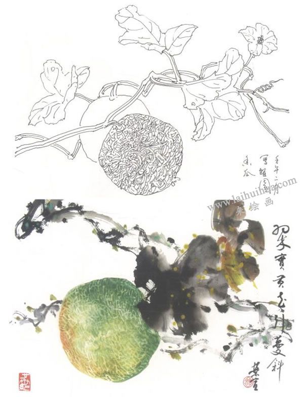 香瓜寫(xiě)意畫(huà)法