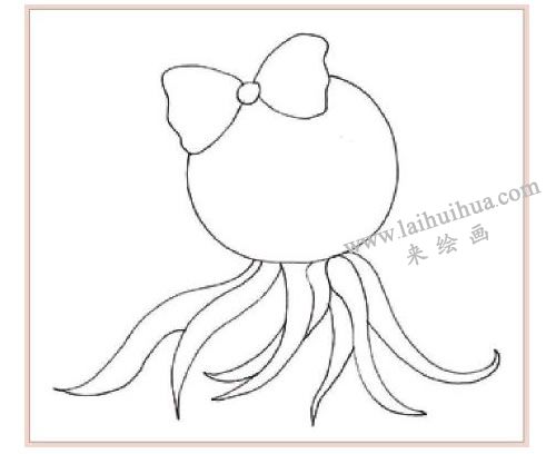 愛美的章魚妹妹裝飾畫作畫步驟圖示01