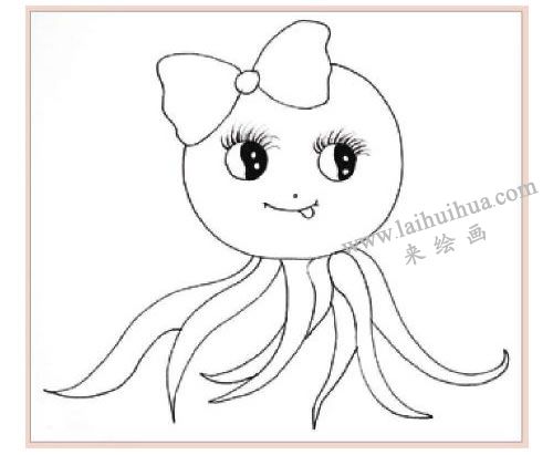 愛美的章魚妹妹裝飾畫作畫步驟圖示02