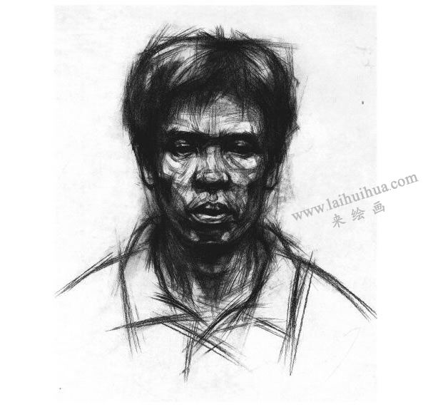 男中年頭像結(jié)構(gòu)素描畫法步驟圖示05