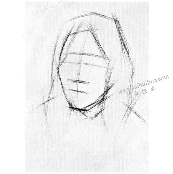 女中年頭像結(jié)構(gòu)素描畫(huà)法步驟圖示01