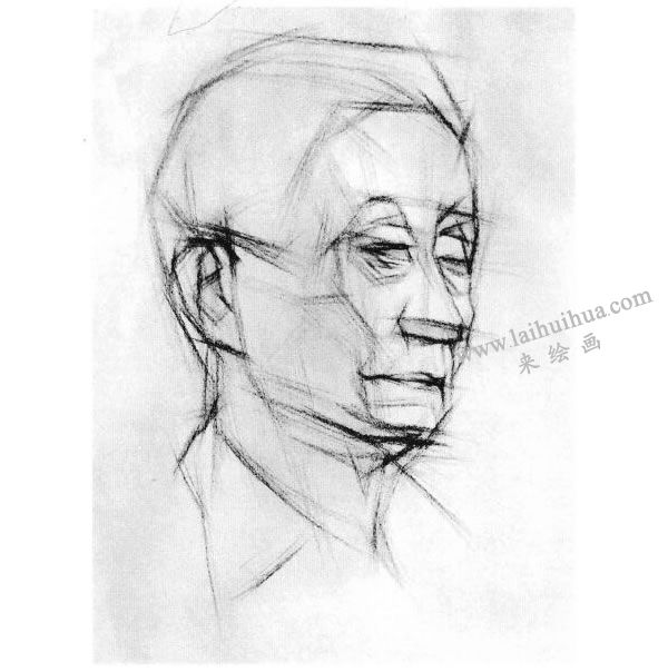 老年人頭像結(jié)構(gòu)素描畫(huà)法步驟圖示02