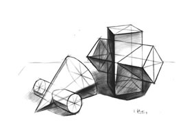 兩個幾何體組合的結(jié)構(gòu)素描表現(xiàn)步驟