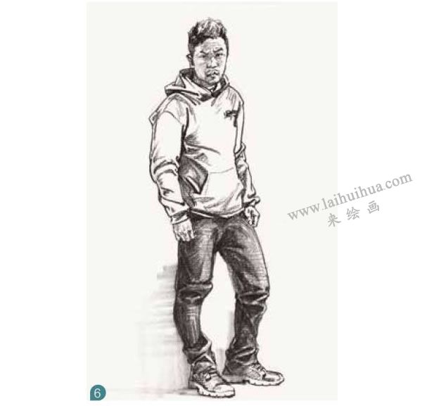 男性青年站姿速寫(xiě)步驟圖示06