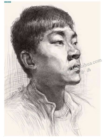 男青年頭像結(jié)構(gòu)素描畫(huà)法步驟圖示04