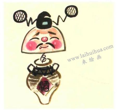 酒鬼兒童水墨畫(huà)法步驟圖示04
