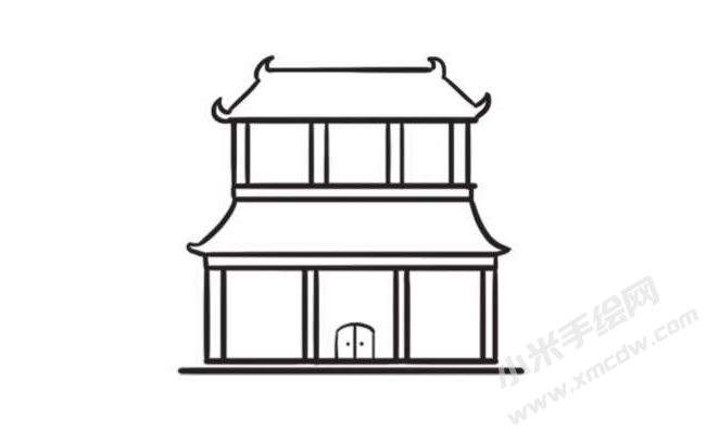 中國古代建筑簡筆畫創(chuàng)作步驟圖示03