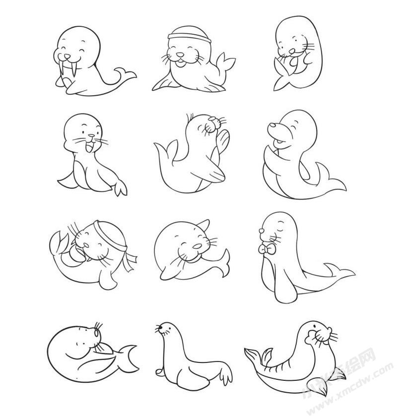 海獅簡筆畫集合