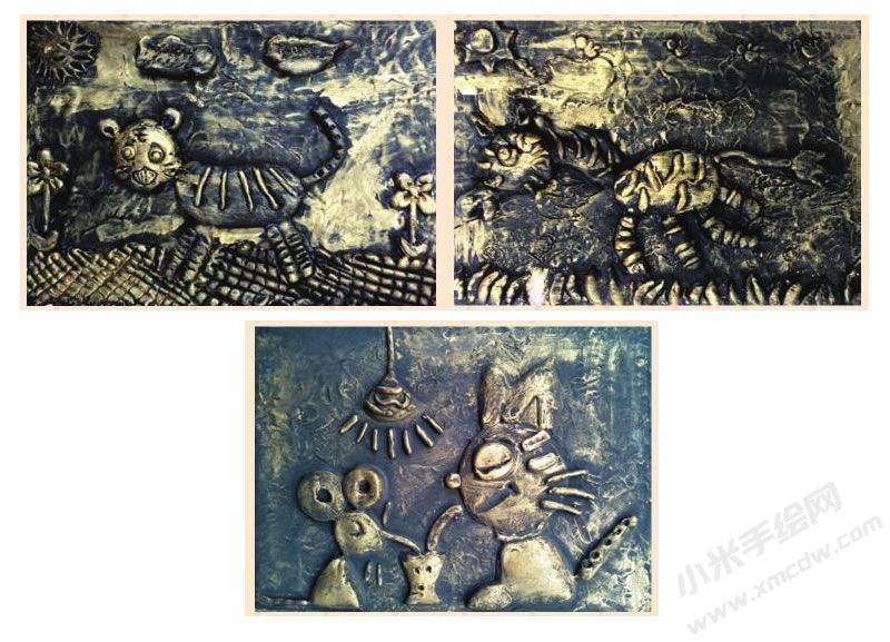 金錢豹diy手工畫作品，金錢豹浮雕畫作品