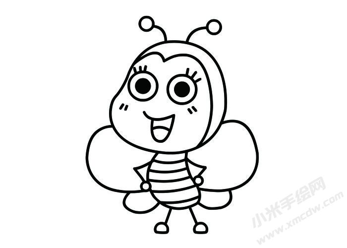 蜜蜂簡(jiǎn)筆畫黑白線稿01.jpg