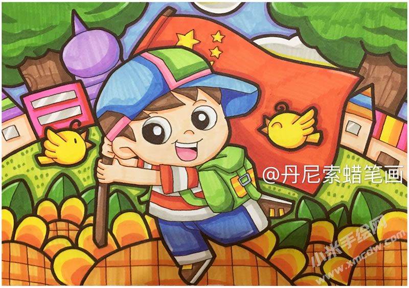 愛國(guó)小男孩蠟筆畫.jpg