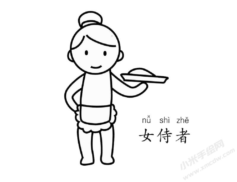 女服務(wù)員幼兒簡(jiǎn)筆畫(huà)圖片
