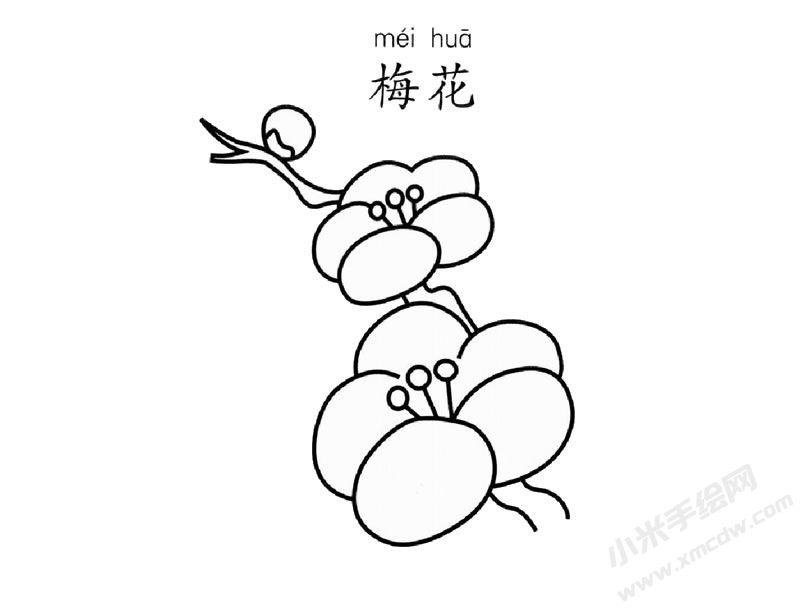 梅花兒童簡筆畫圖片
