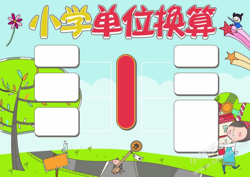 小學(xué)單位換算手抄報(bào)模板無字版.jpg