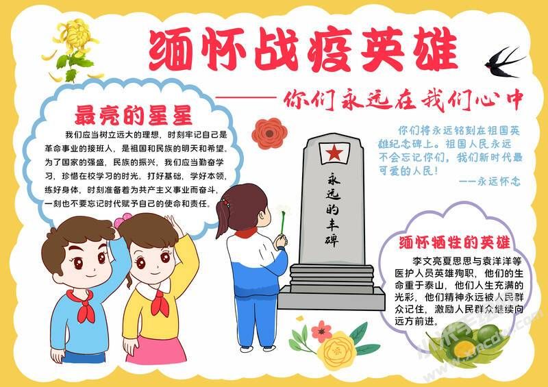 緬懷戰(zhàn)疫英雄手抄報模板有字版.jpg