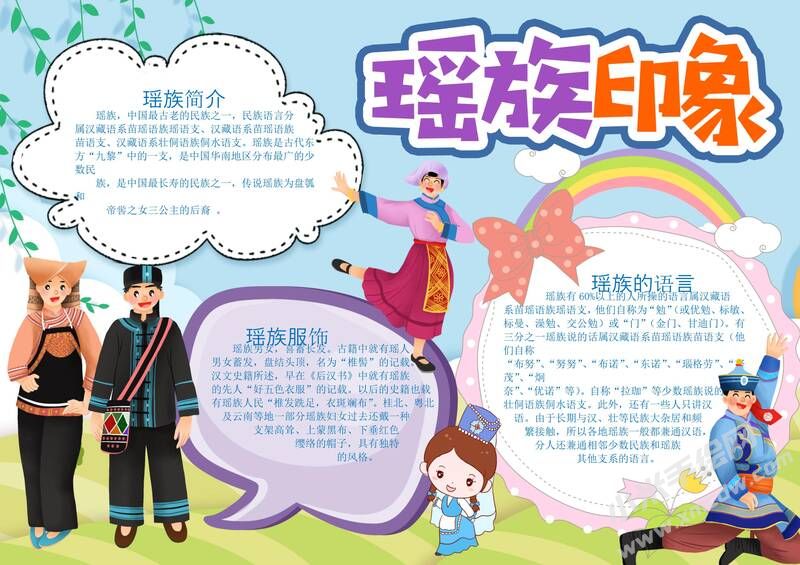 瑤族手抄報模板：瑤族印象