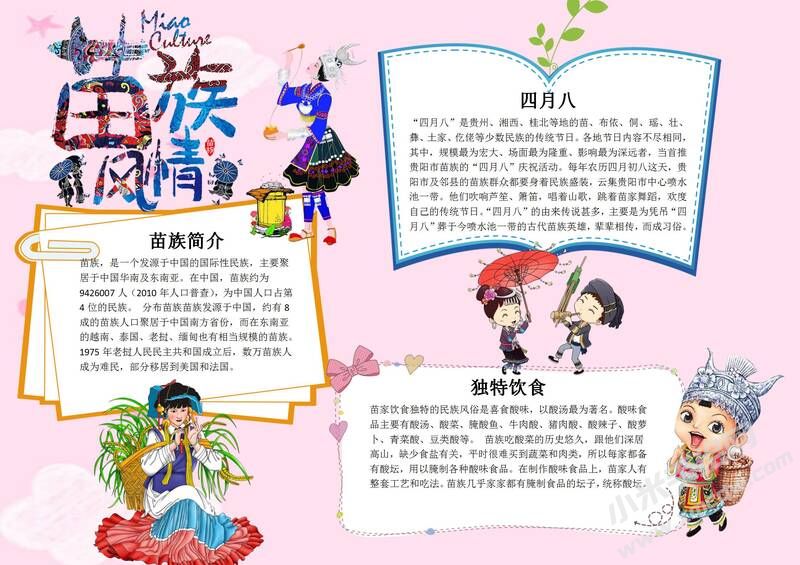 苗族文化手抄報(bào)模板：苗族風(fēng)情手抄報(bào)