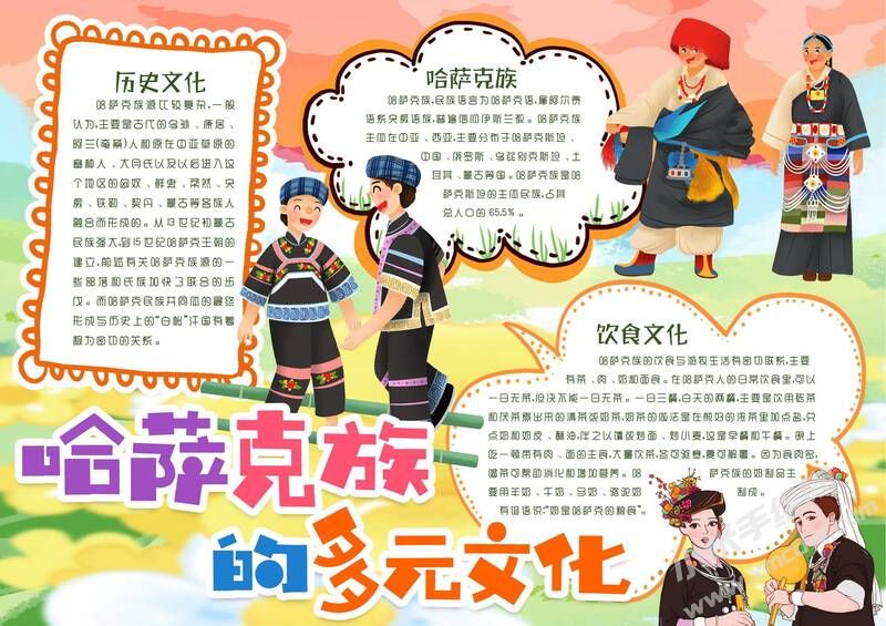 哈斯克族文化手抄報(bào)模板有字版.jpeg