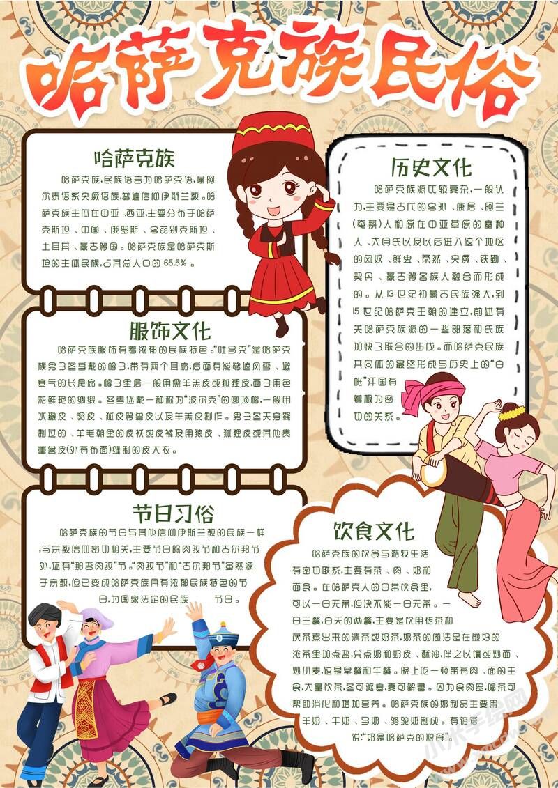 哈薩克族民俗手抄報模板有字版.jpeg