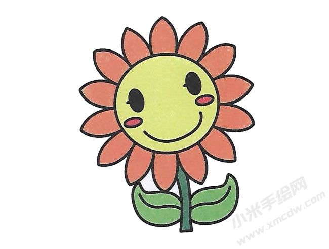 簡筆畫向日葵手繪步驟圖示04.jpg