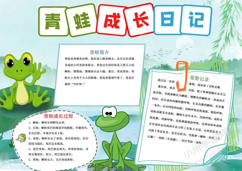 青蛙成長日記手抄報(bào)模板有字版.jpg