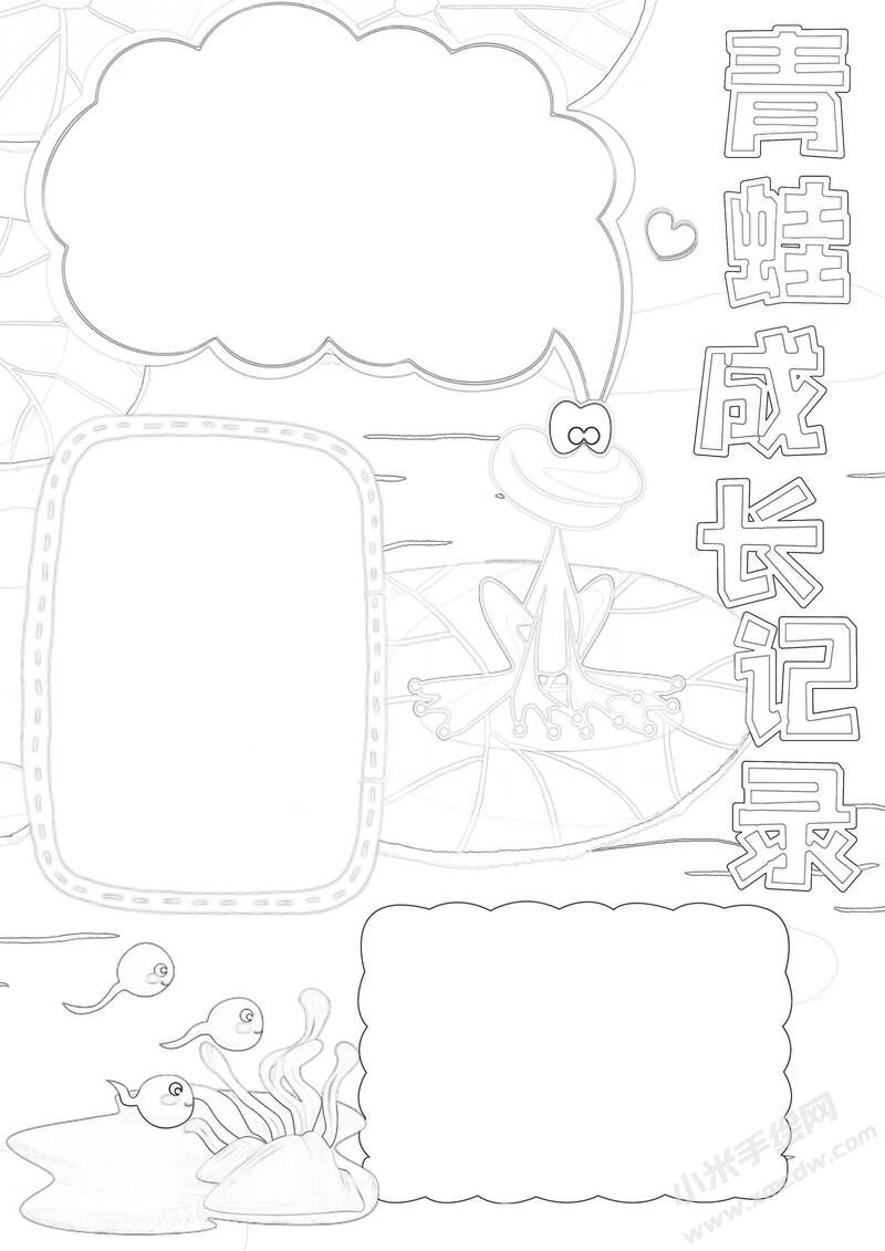 青蛙成長記錄手抄報黑白線稿.jpg