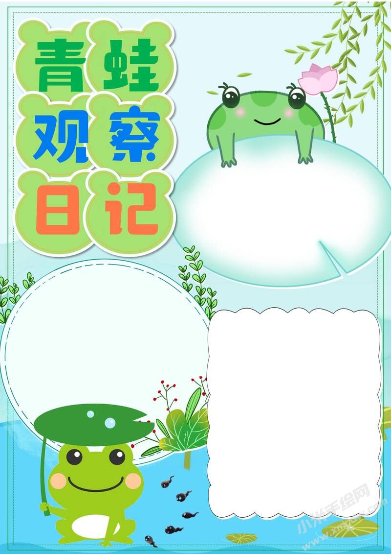 青蛙觀察日記手抄報模板無字版.jpg