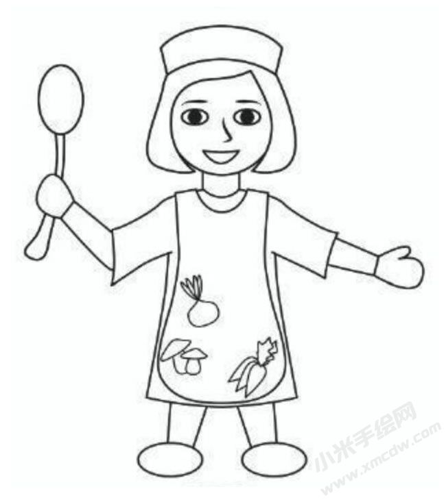 女廚師幼兒簡筆畫分步畫法圖示04.jpg