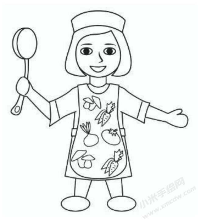 女廚師幼兒簡筆畫分步畫法圖示05.jpg