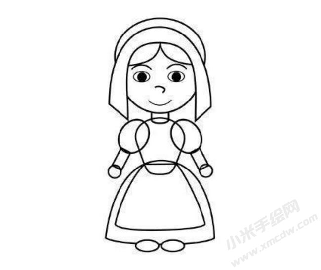 朝圣女孩簡筆畫分步繪制圖示04.jpg