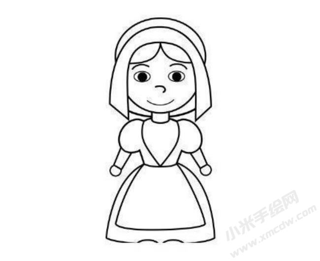 朝圣女孩簡筆畫分步繪制圖示05.jpg