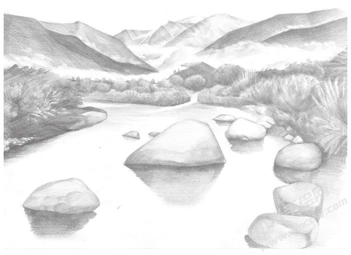 山川素描畫法步驟圖示07.jpg