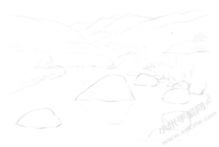 山川素描畫法步驟圖示01.jpg