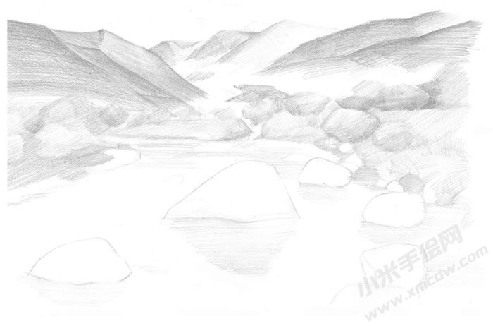 山川素描畫法步驟圖示03.jpg