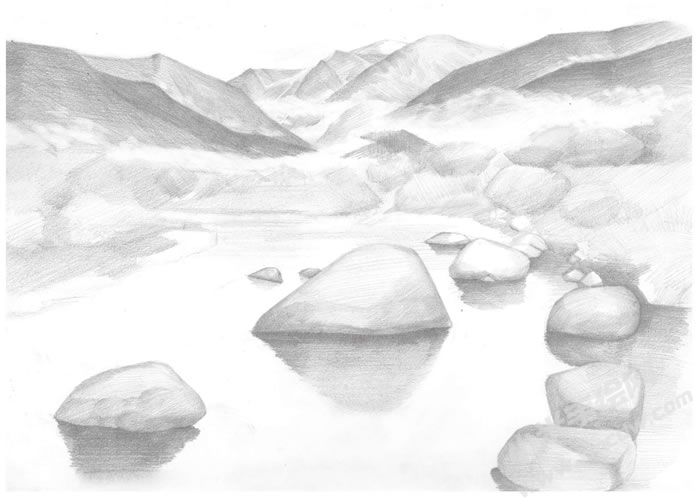 山川素描畫法步驟圖示05.jpg