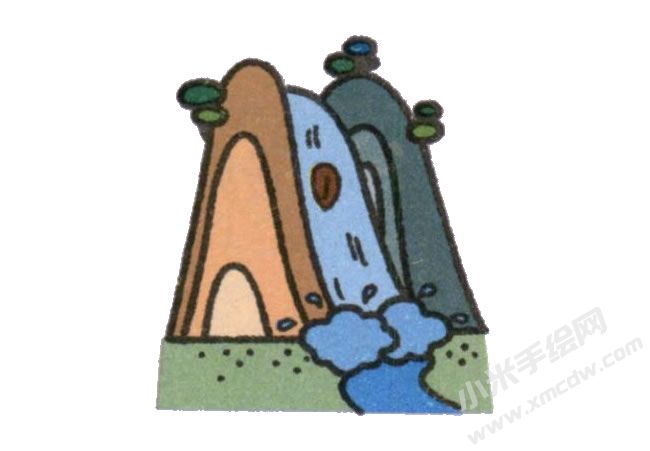 簡筆畫瀑布畫法步驟圖示06.jpg