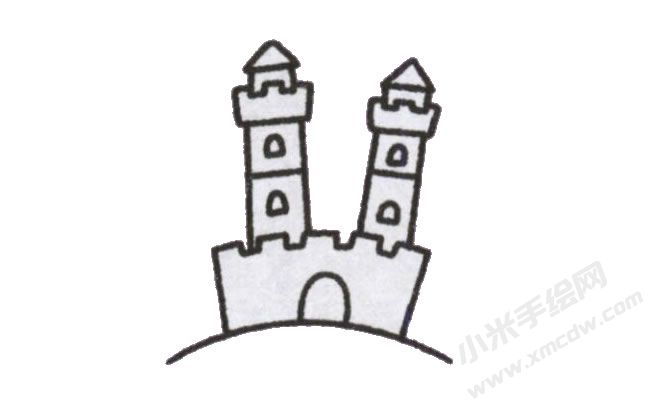 簡(jiǎn)筆畫城堡畫法步驟圖示03.jpg