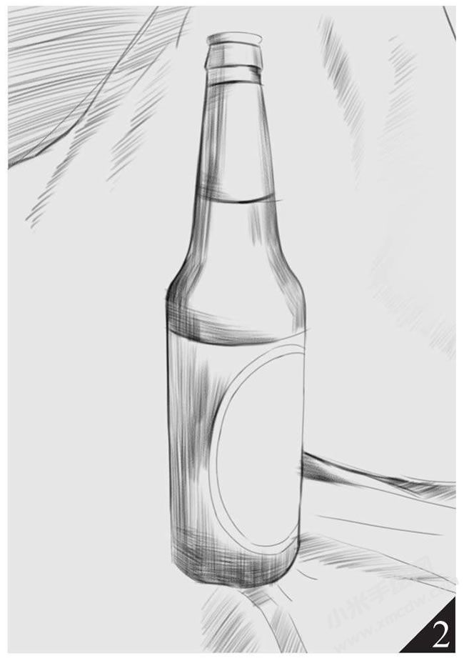 啤酒瓶素描畫法步驟圖示02.jpg