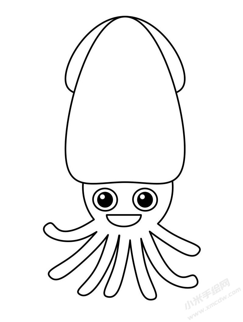 魷魚簡筆畫圖片