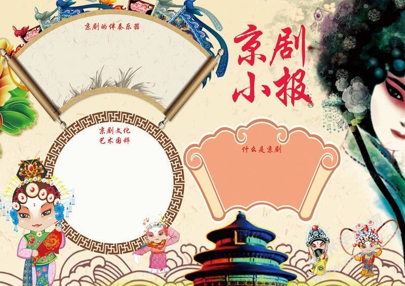 京劇小報手抄報內(nèi)容模板彩色無字（第一版）.jpg